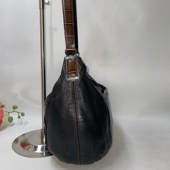 Brighton Two Tone Croc Embossed Leather Shoulder Bag Medium - Picture 3 of 12